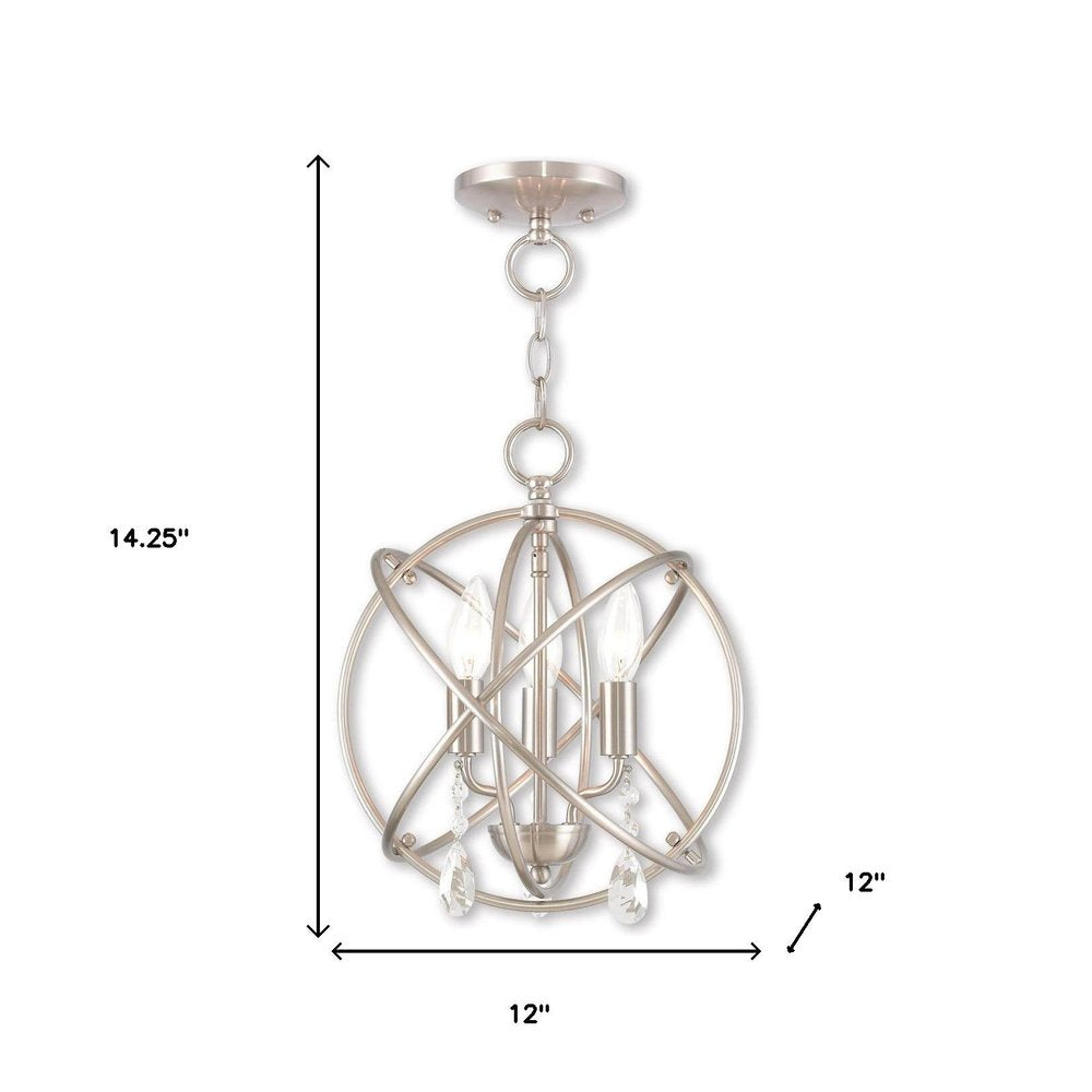 Nickel Three Light Metal Dimmable Chandelier With Shades HomeRoots