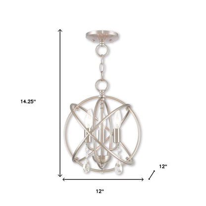Nickel Three Light Metal Dimmable Chandelier With Shades HomeRoots
