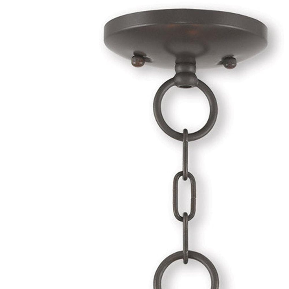 Bronze Three Light Metal Dimmable Chandelier With Shades HomeRoots