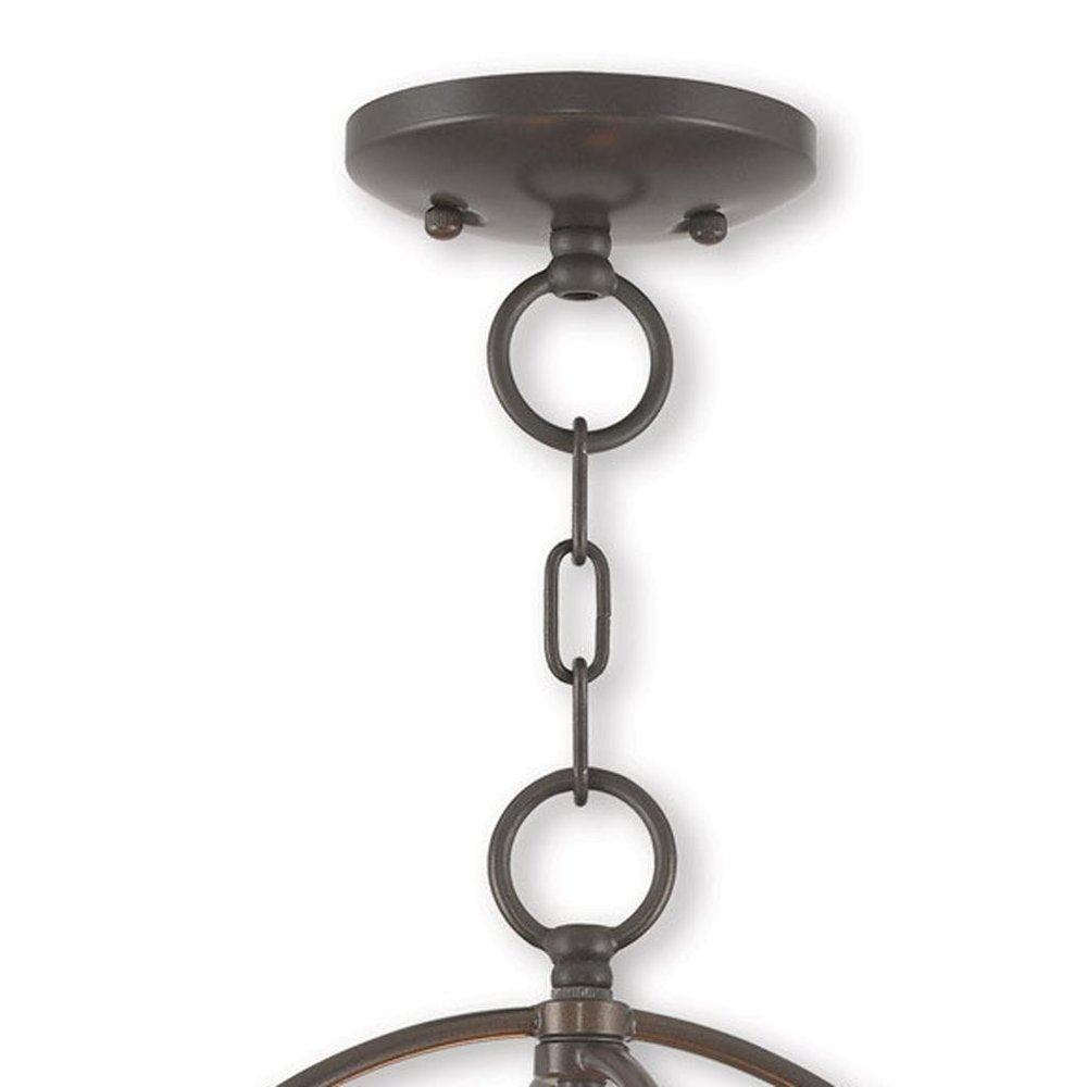 Bronze Three Light Metal Dimmable Chandelier With Shades HomeRoots