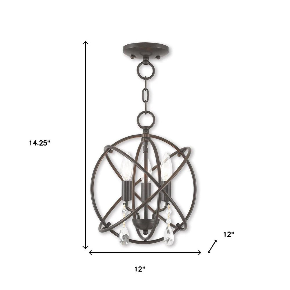 Bronze Three Light Metal Dimmable Chandelier With Shades HomeRoots