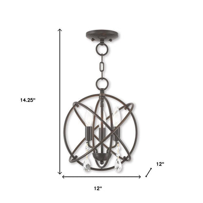 Bronze Three Light Metal Dimmable Chandelier With Shades HomeRoots