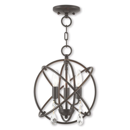 Bronze Three Light Metal Dimmable Chandelier With Shades HomeRoots