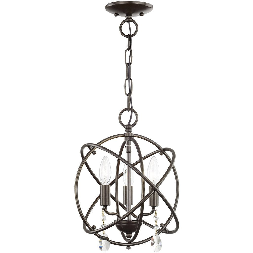Bronze Three Light Metal Dimmable Chandelier With Shades HomeRoots