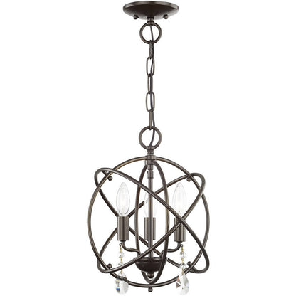 Bronze Three Light Metal Dimmable Chandelier With Shades HomeRoots