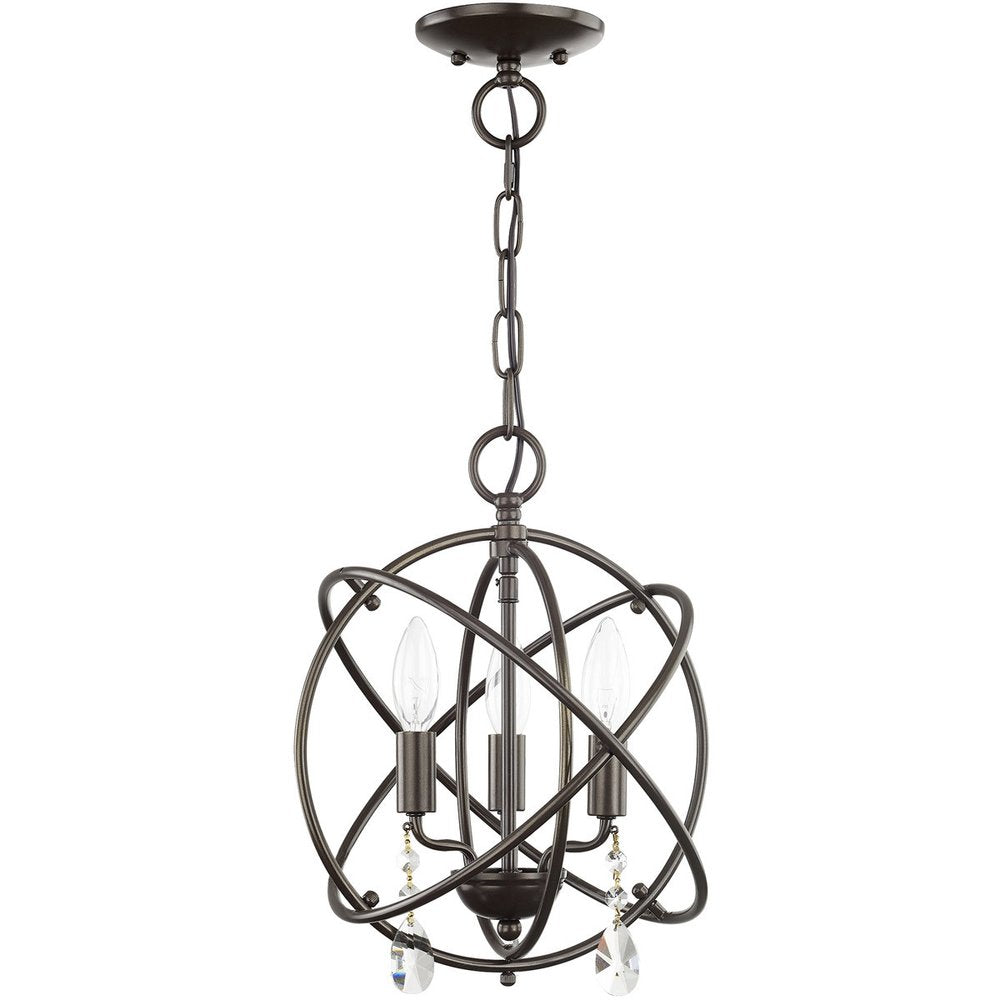 Bronze Three Light Metal Dimmable Chandelier With Shades HomeRoots