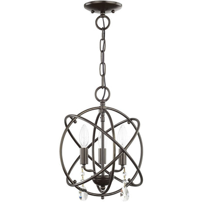 Bronze Three Light Metal Dimmable Chandelier With Shades HomeRoots