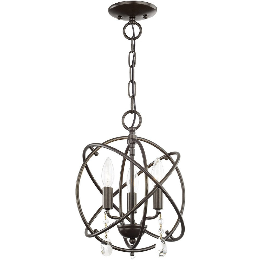 Bronze Three Light Metal Dimmable Chandelier With Shades HomeRoots