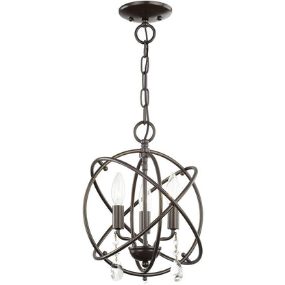 Bronze Three Light Metal Dimmable Chandelier With Shades HomeRoots