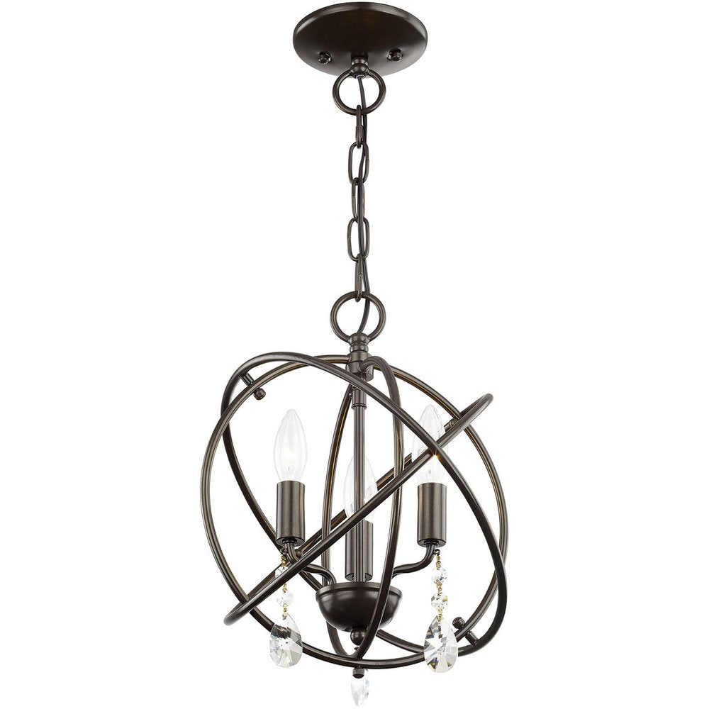 Bronze Three Light Metal Dimmable Chandelier With Shades HomeRoots