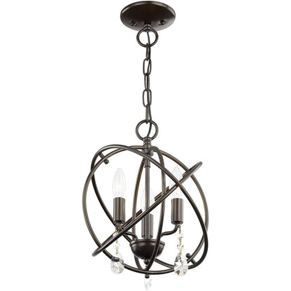 Bronze Three Light Metal Dimmable Chandelier With Shades HomeRoots
