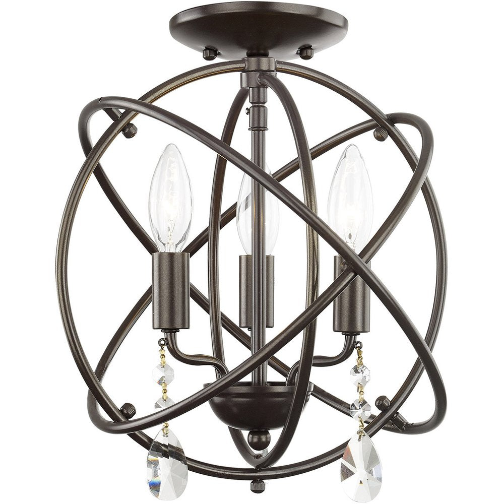 Bronze Three Light Metal Dimmable Chandelier With Shades HomeRoots