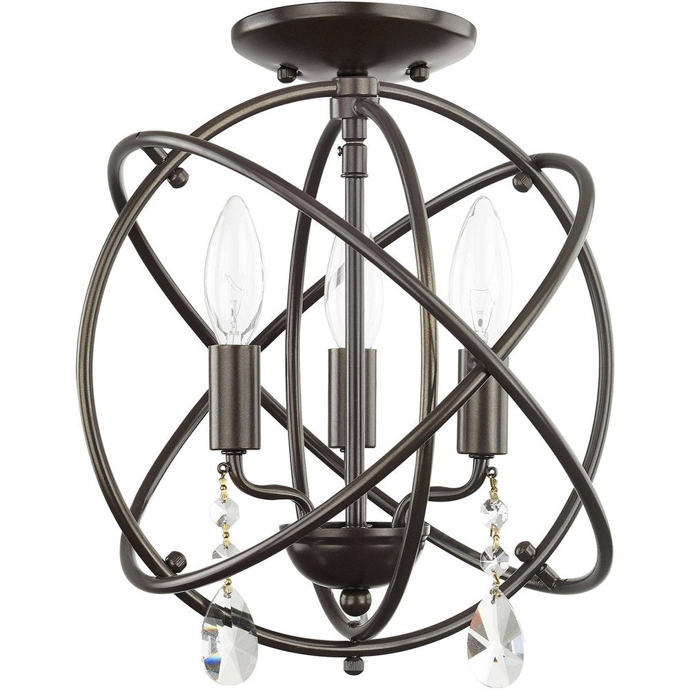 Bronze Three Light Metal Dimmable Chandelier With Shades HomeRoots