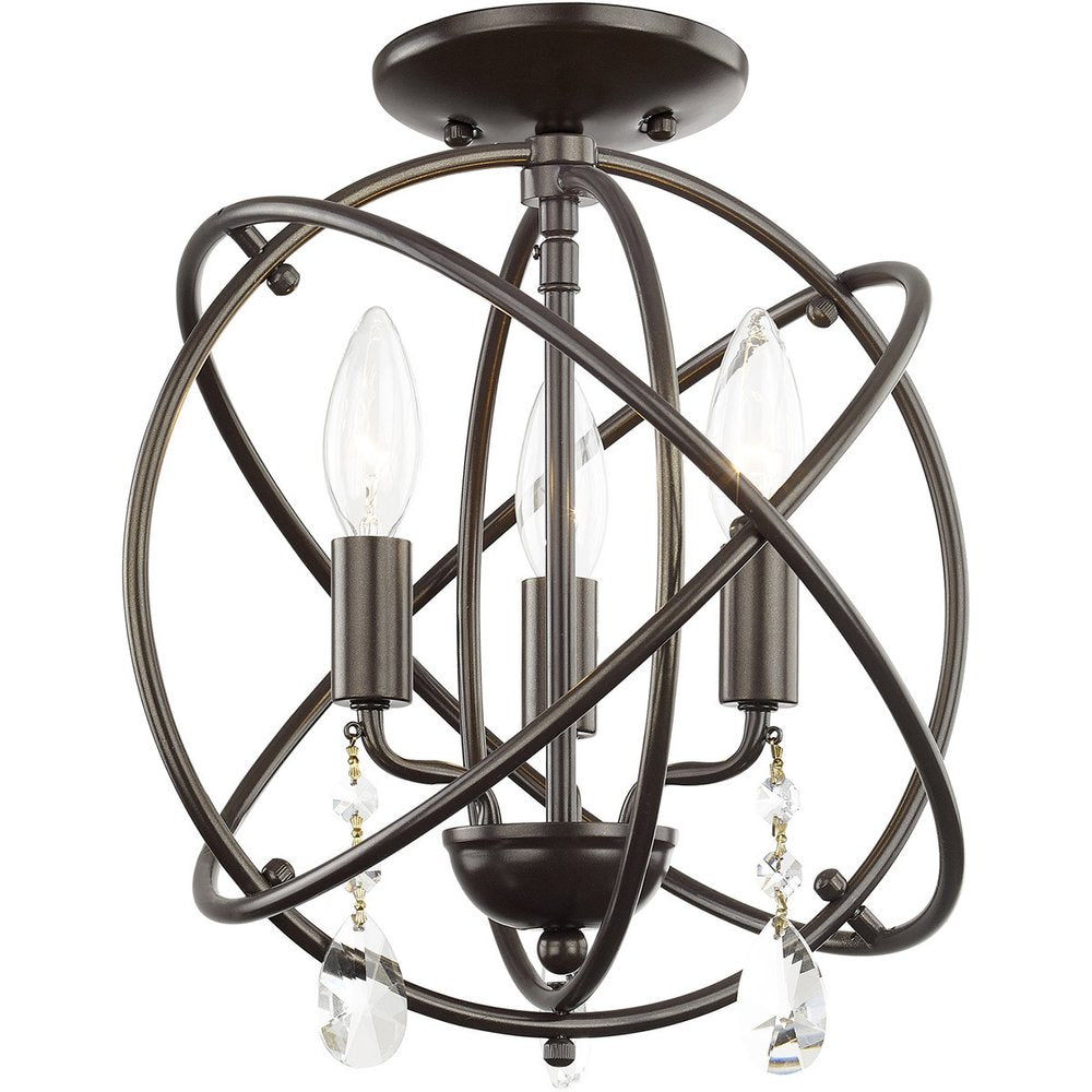 Bronze Three Light Metal Dimmable Chandelier With Shades HomeRoots