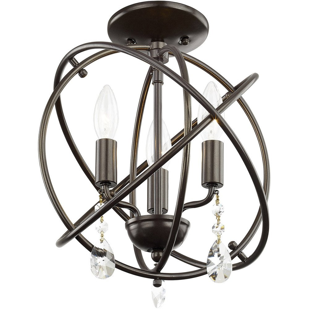 Bronze Three Light Metal Dimmable Chandelier With Shades HomeRoots