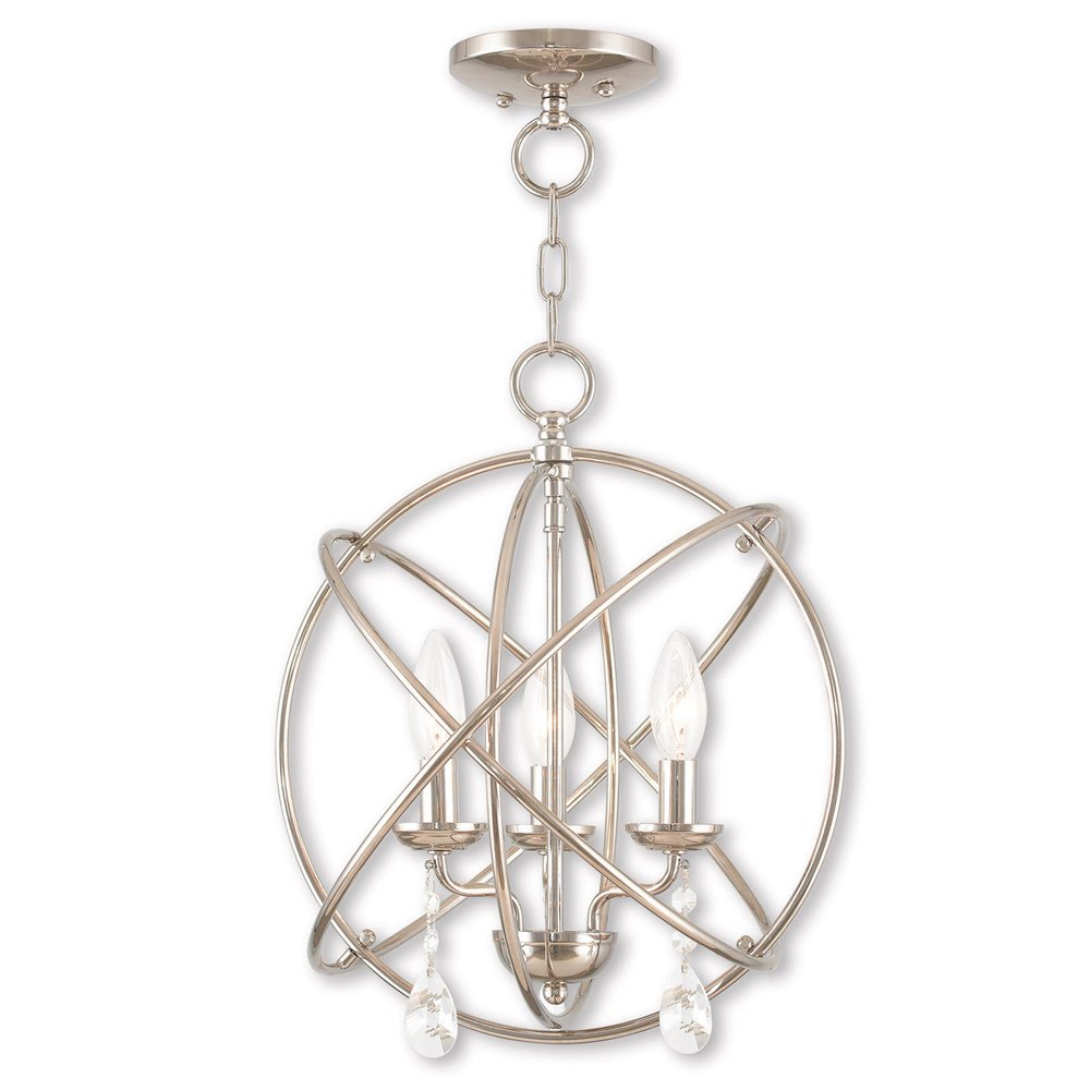 Nickel Three Light Metal Dimmable Chandelier With Shades HomeRoots
