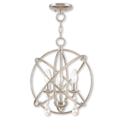 Nickel Three Light Metal Dimmable Chandelier With Shades HomeRoots
