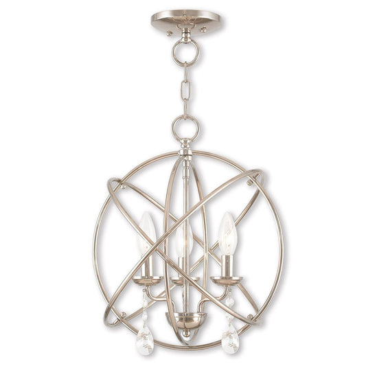 Nickel Three Light Metal Dimmable Chandelier With Shades HomeRoots