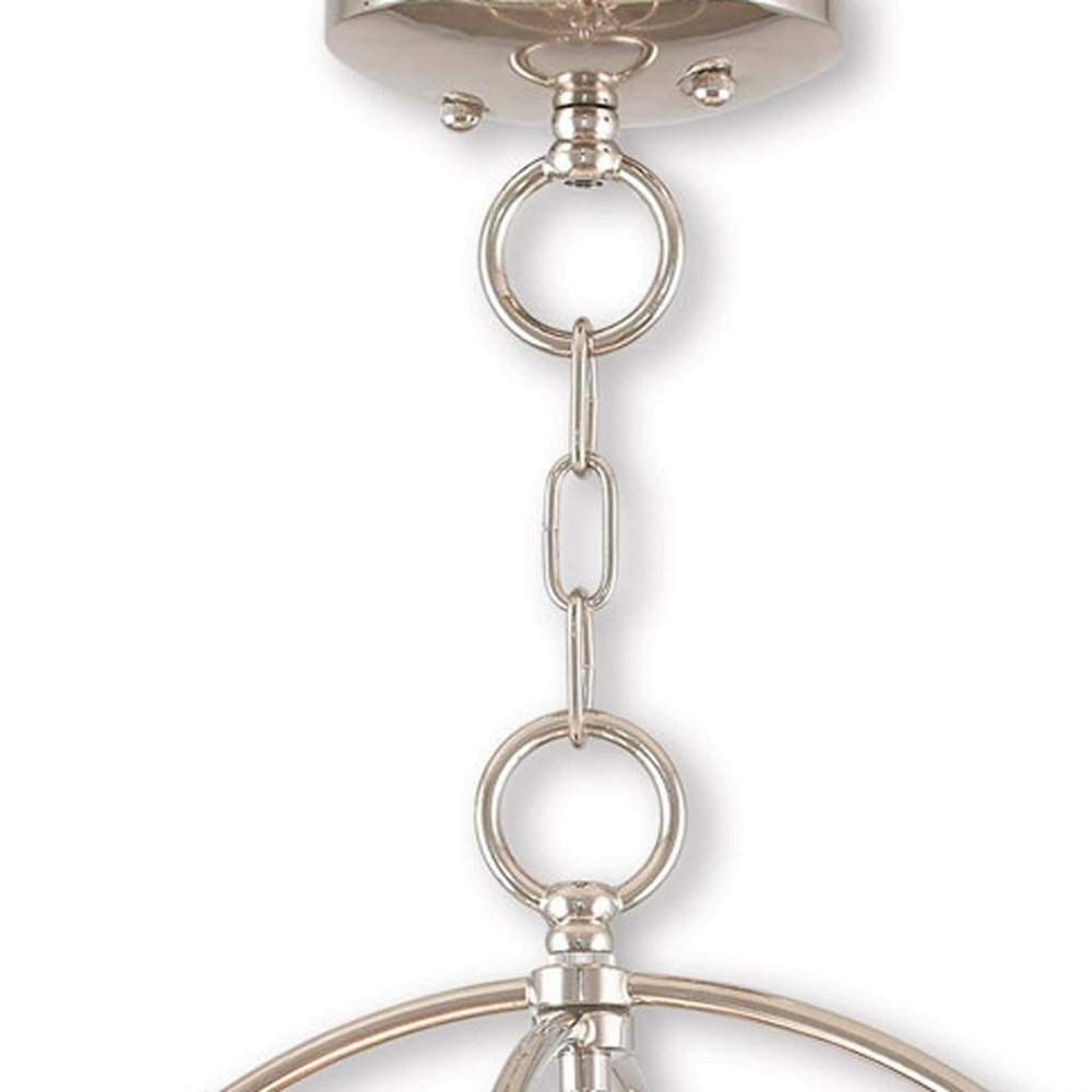Nickel Three Light Metal Dimmable Chandelier With Shades HomeRoots
