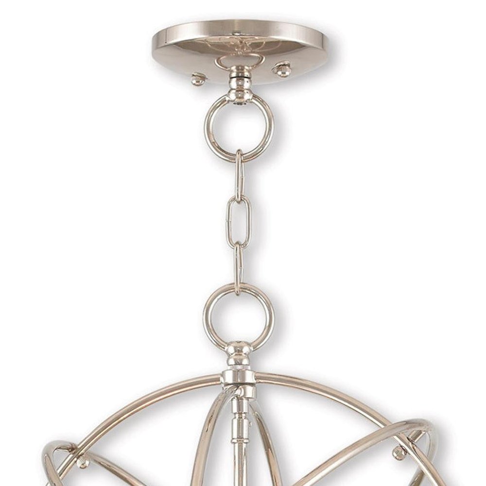 Nickel Three Light Metal Dimmable Chandelier With Shades HomeRoots