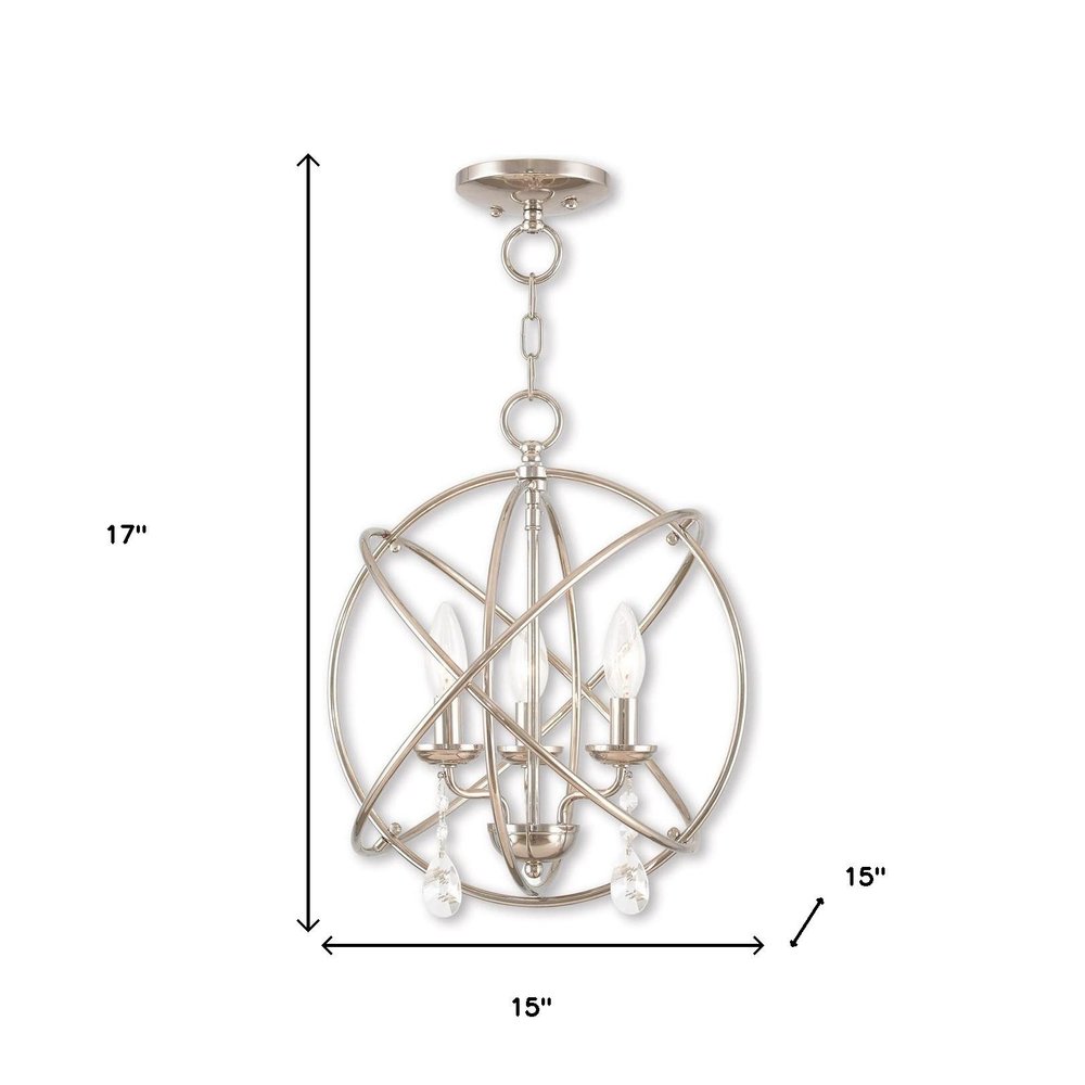 Nickel Three Light Metal Dimmable Chandelier With Shades HomeRoots
