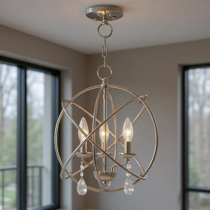 Nickel Three Light Metal Dimmable Chandelier With Shades HomeRoots