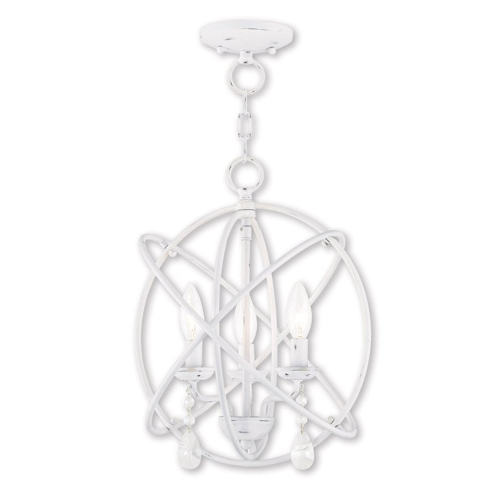 White Three Light Metal Dimmable Chandelier With Shades HomeRoots
