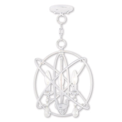 White Three Light Metal Dimmable Chandelier With Shades HomeRoots