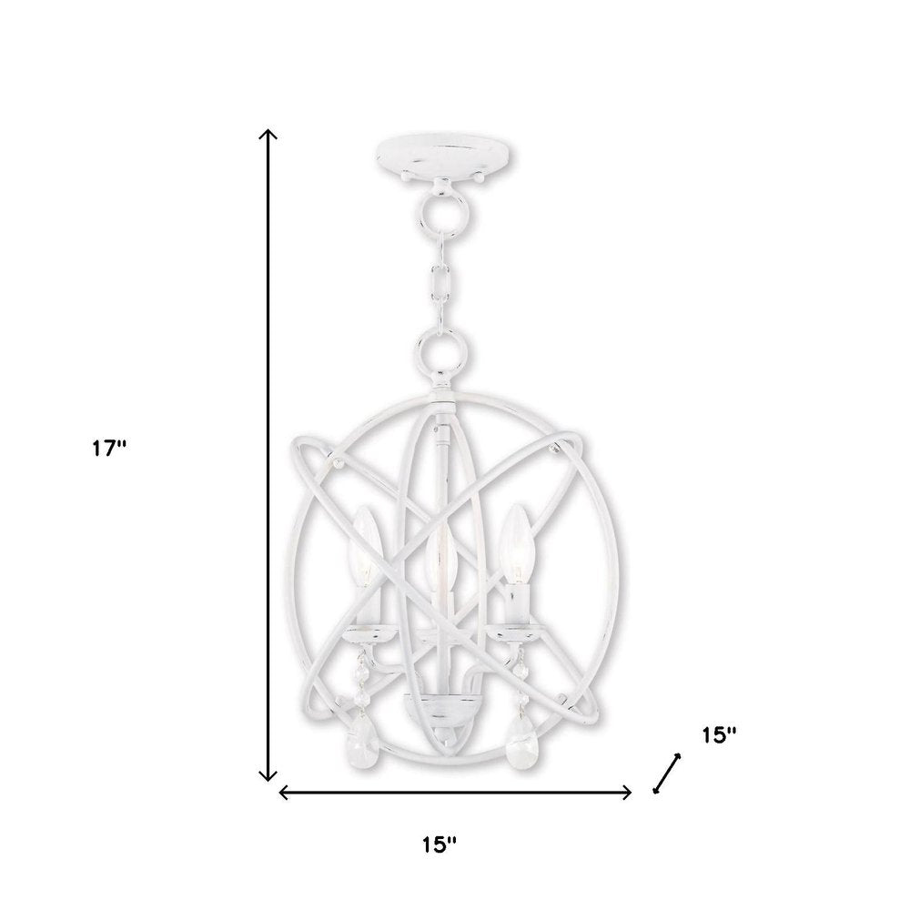White Three Light Metal Dimmable Chandelier With Shades HomeRoots