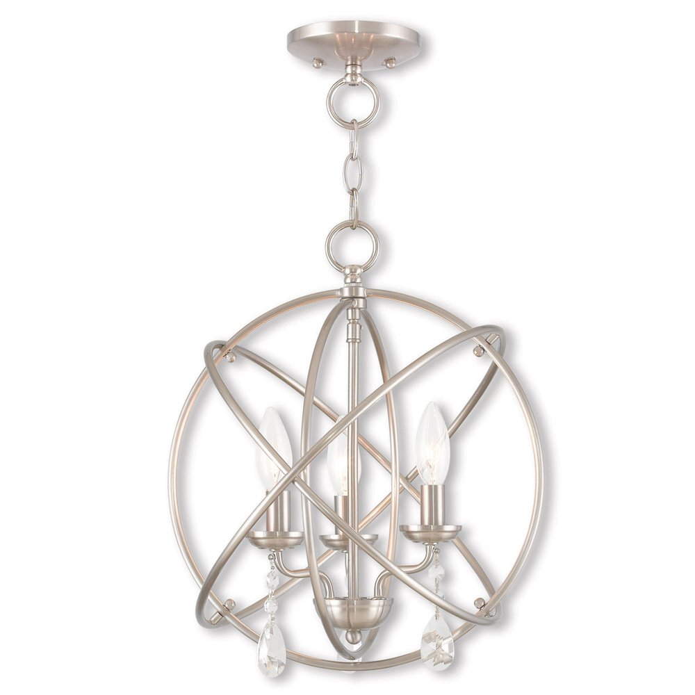 Nickel Three Light Metal Dimmable Chandelier With Shades HomeRoots