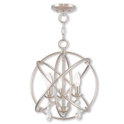 Nickel Three Light Metal Dimmable Chandelier With Shades HomeRoots