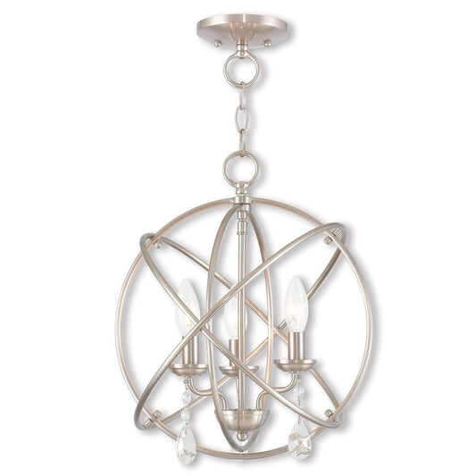 Nickel Three Light Metal Dimmable Chandelier With Shades HomeRoots