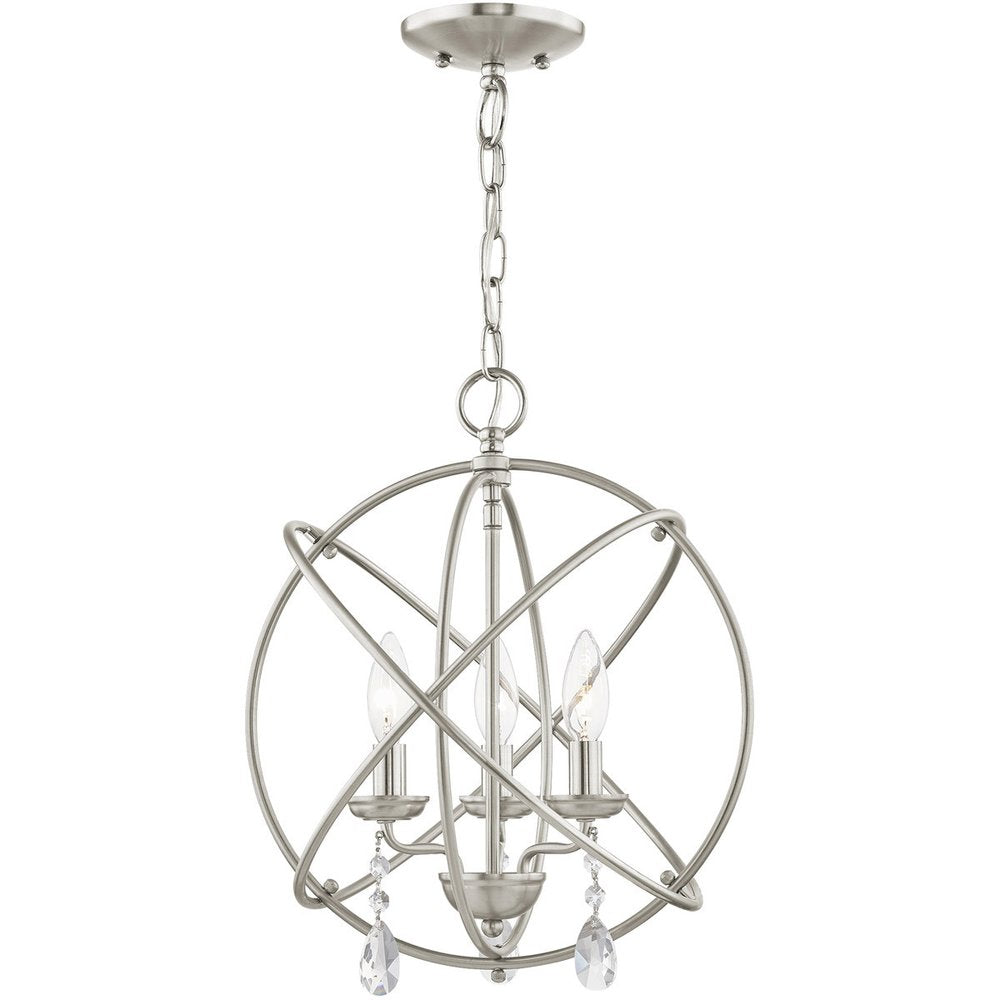 Nickel Three Light Metal Dimmable Chandelier With Shades HomeRoots