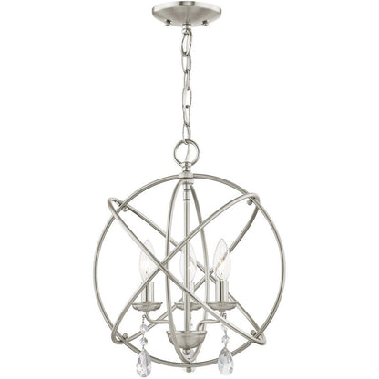Nickel Three Light Metal Dimmable Chandelier With Shades HomeRoots