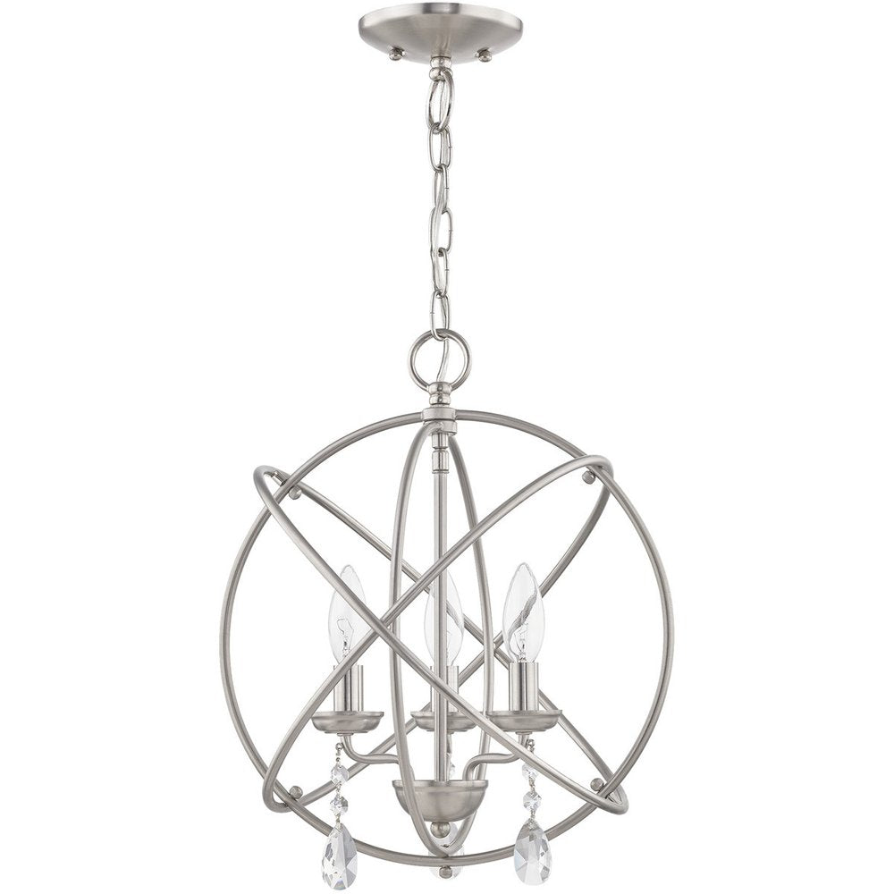 Nickel Three Light Metal Dimmable Chandelier With Shades HomeRoots