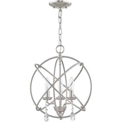 Nickel Three Light Metal Dimmable Chandelier With Shades HomeRoots