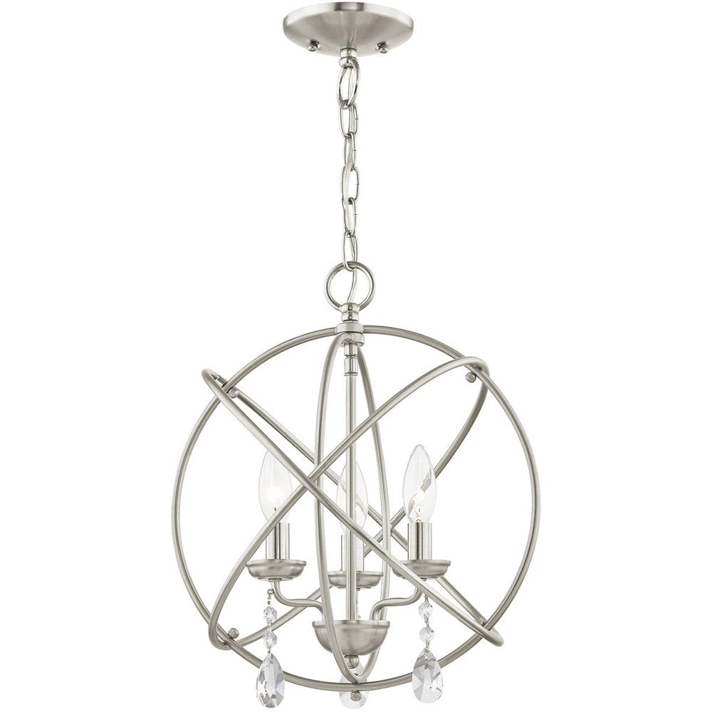 Nickel Three Light Metal Dimmable Chandelier With Shades HomeRoots