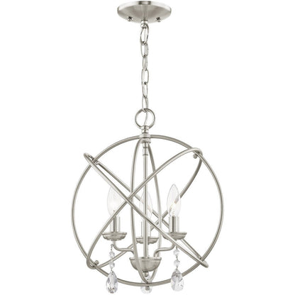 Nickel Three Light Metal Dimmable Chandelier With Shades HomeRoots