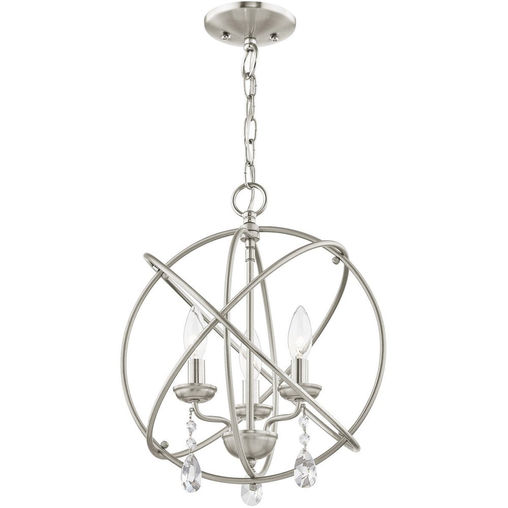 Nickel Three Light Metal Dimmable Chandelier With Shades HomeRoots
