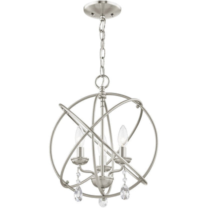 Nickel Three Light Metal Dimmable Chandelier With Shades HomeRoots