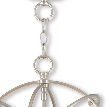 Nickel Three Light Metal Dimmable Chandelier With Shades HomeRoots