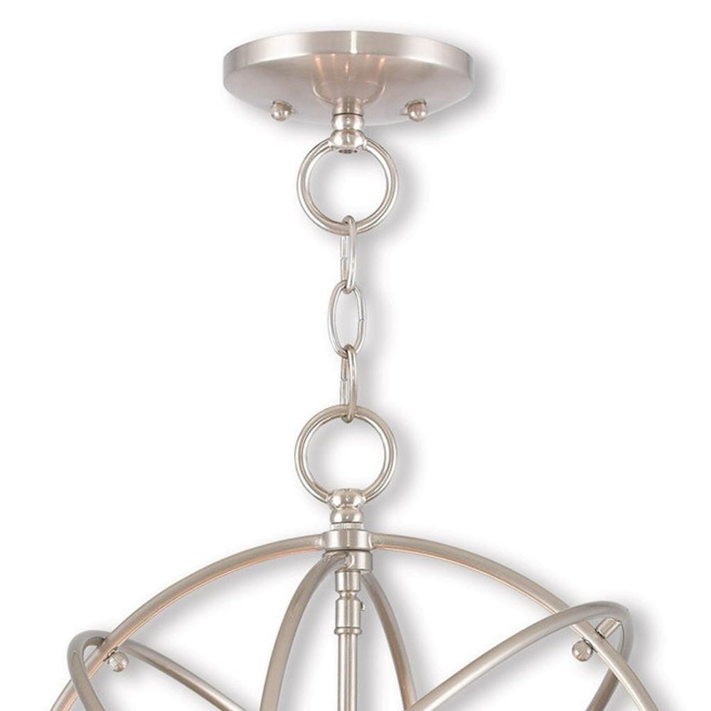 Nickel Three Light Metal Dimmable Chandelier With Shades HomeRoots