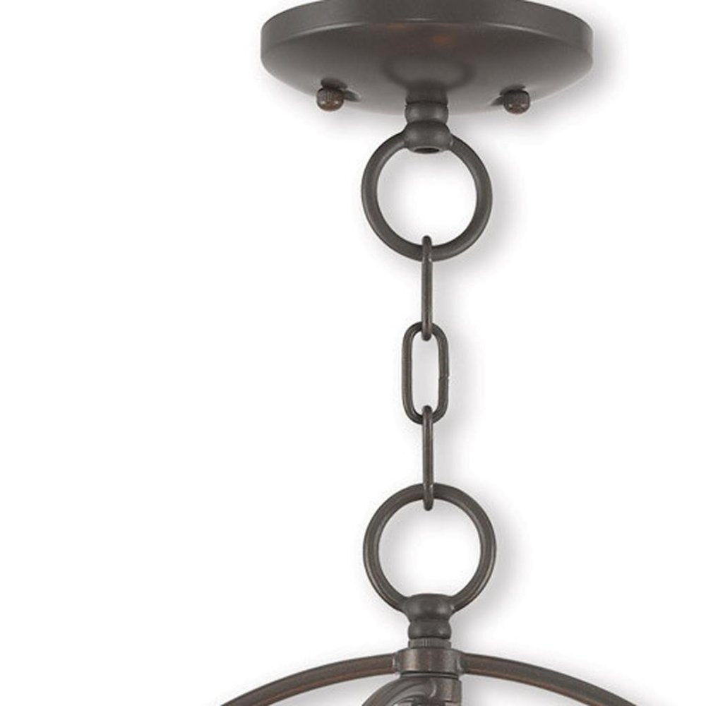 Bronze Three Light Metal Dimmable Chandelier With Shades HomeRoots