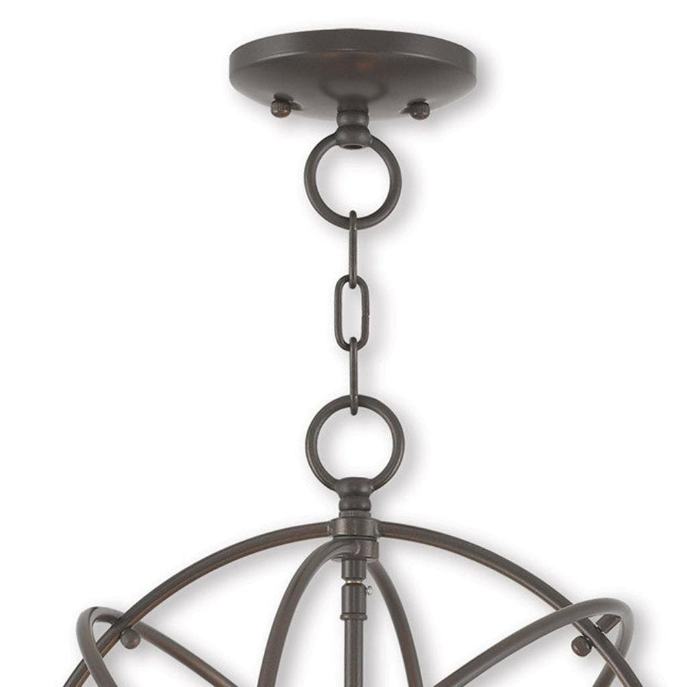 Bronze Three Light Metal Dimmable Chandelier With Shades HomeRoots