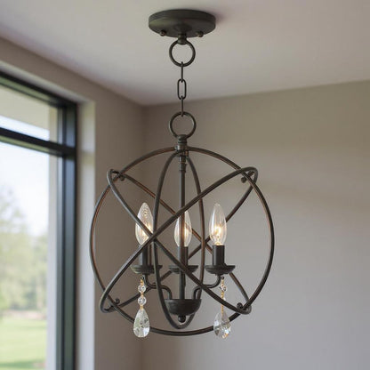 Bronze Three Light Metal Dimmable Chandelier With Shades HomeRoots