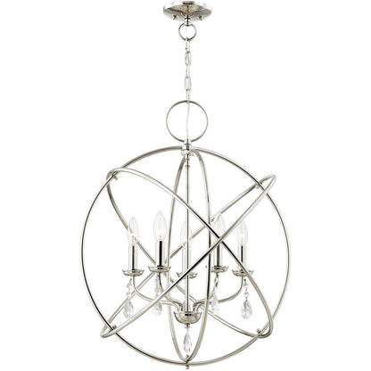 Nickel Five Light Metal Dimmable Chandelier With Shades HomeRoots