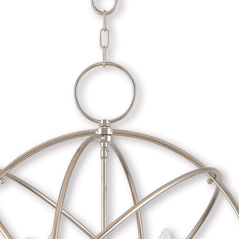 Nickel Five Light Metal Dimmable Chandelier With Shades HomeRoots