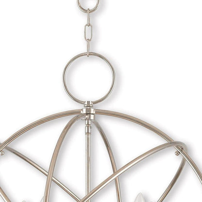Nickel Five Light Metal Dimmable Chandelier With Shades HomeRoots