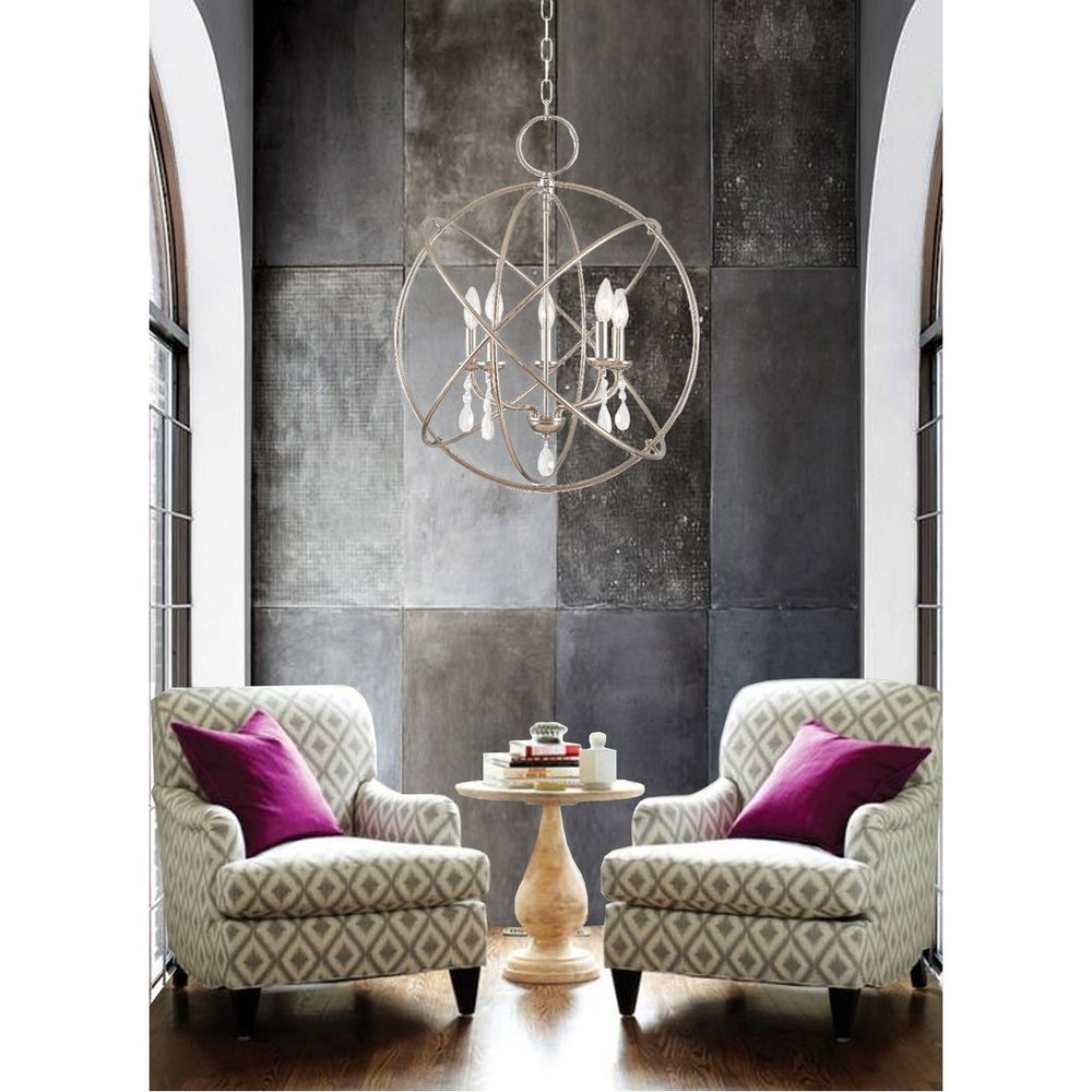 Five Light Dimmable Chandelier With Shades HomeRoots