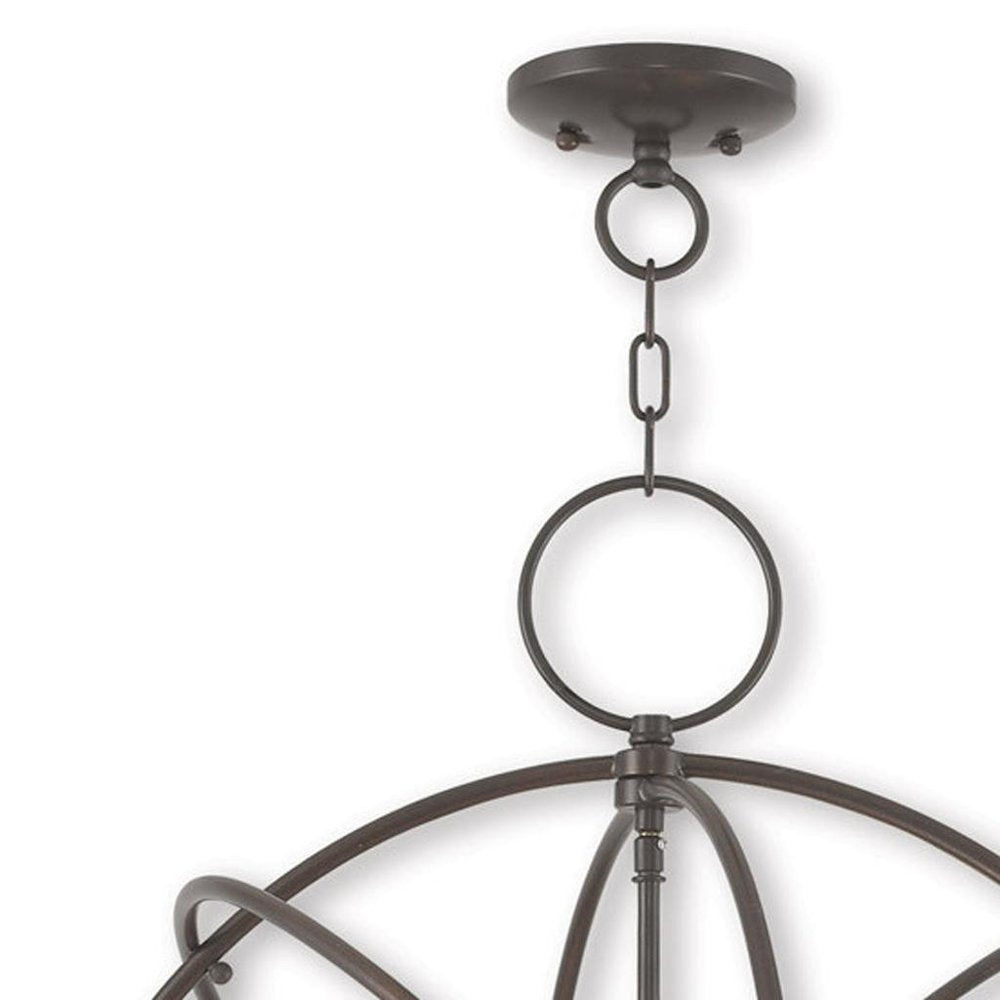 Bronze Five Light Metal Dimmable Chandelier With Shades HomeRoots